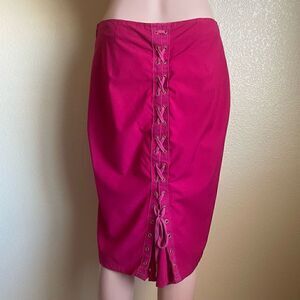 Body By Victoria Lace Up Corset Back Pencil Skirt Pink Size 8